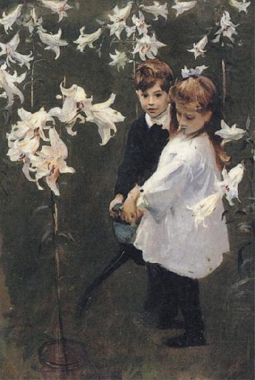 John Singer Sargent Garden Study of the Vickers Children china oil painting image